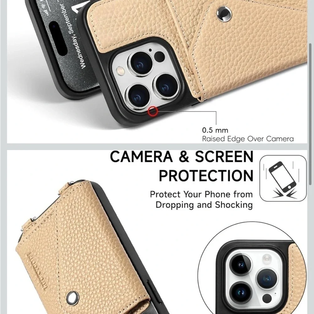 Tan Leather Phone Case with Strap (D05)